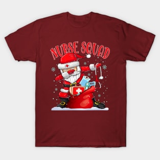 Nurse Squad Dabbing Santa Claus Christmas T-Shirt